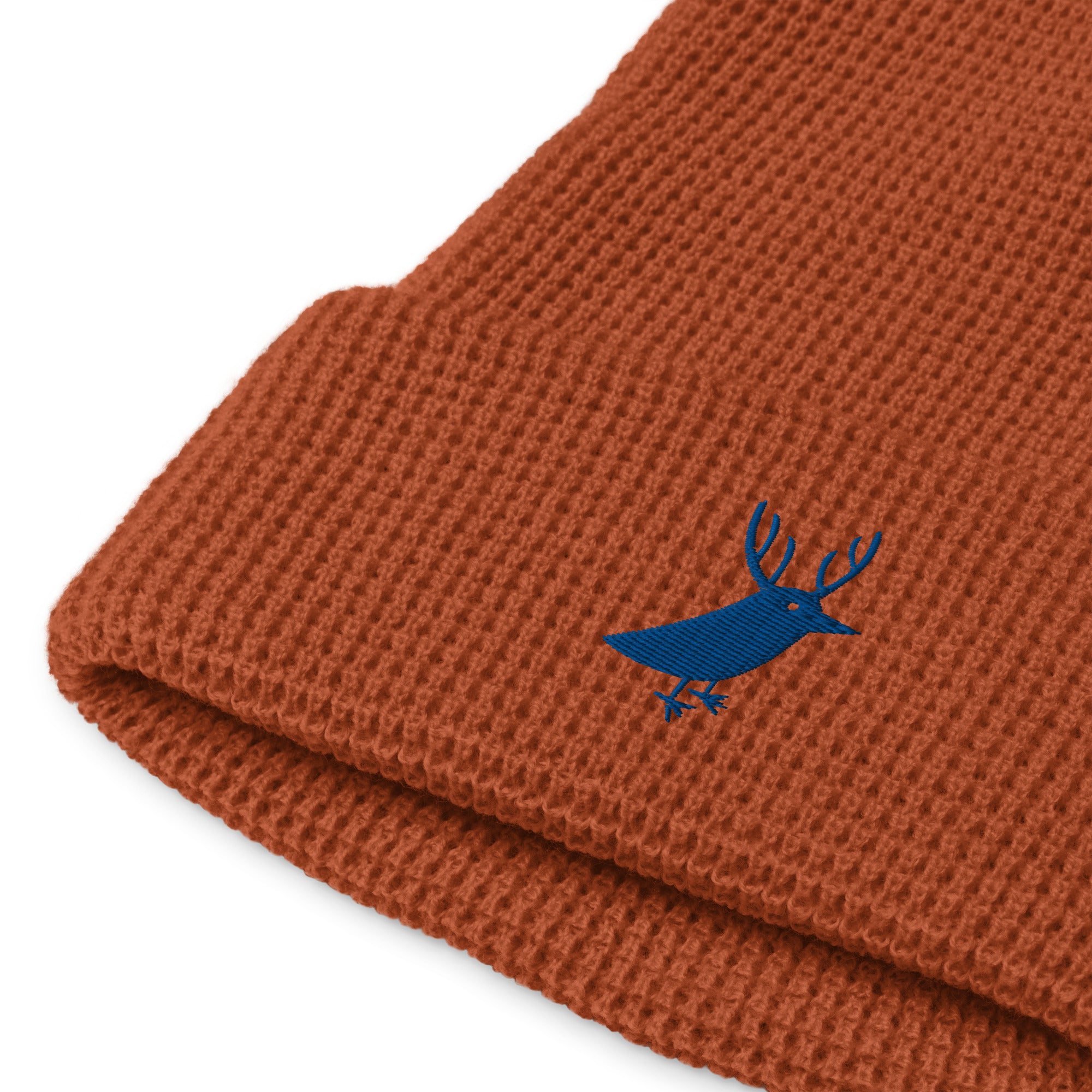 Women's waffle beanie for snowboarding and outdoor rust